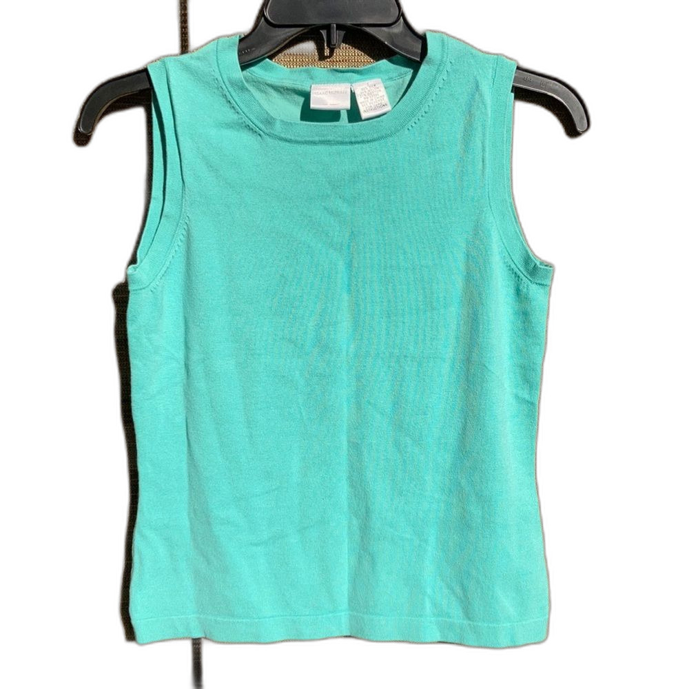Silk blend sleeveless tee color tiffani aqua